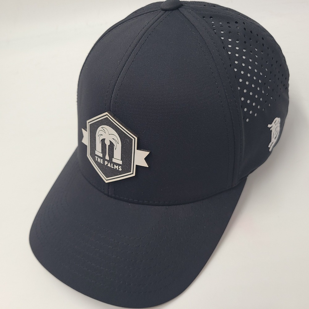 The Palms Golf Club Hat Adjustable Branded Bills Black Perforated Mesh Course
